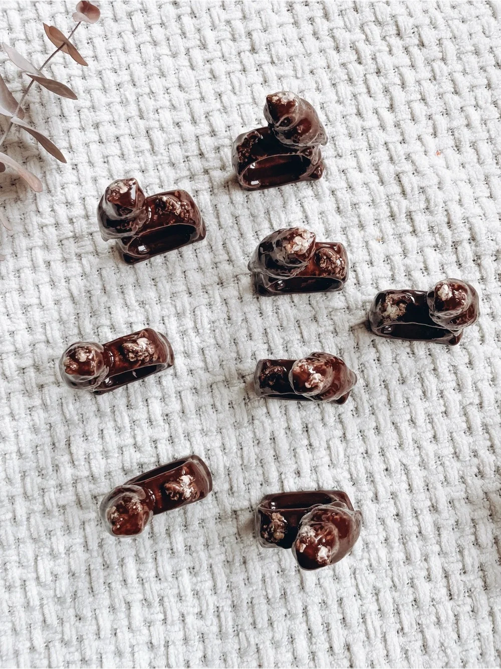 Set of 8 Ceramic Owl Napkin Rings
